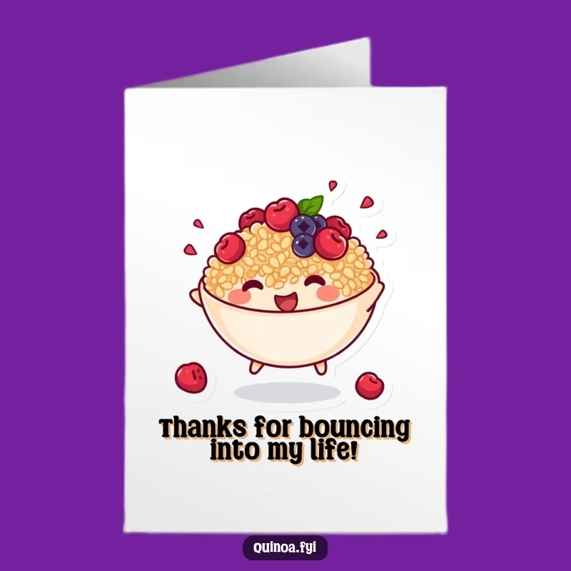 Free Printable Thank You Card: Bouncing Quinoa Bowl Gratitude Downloadable Gift