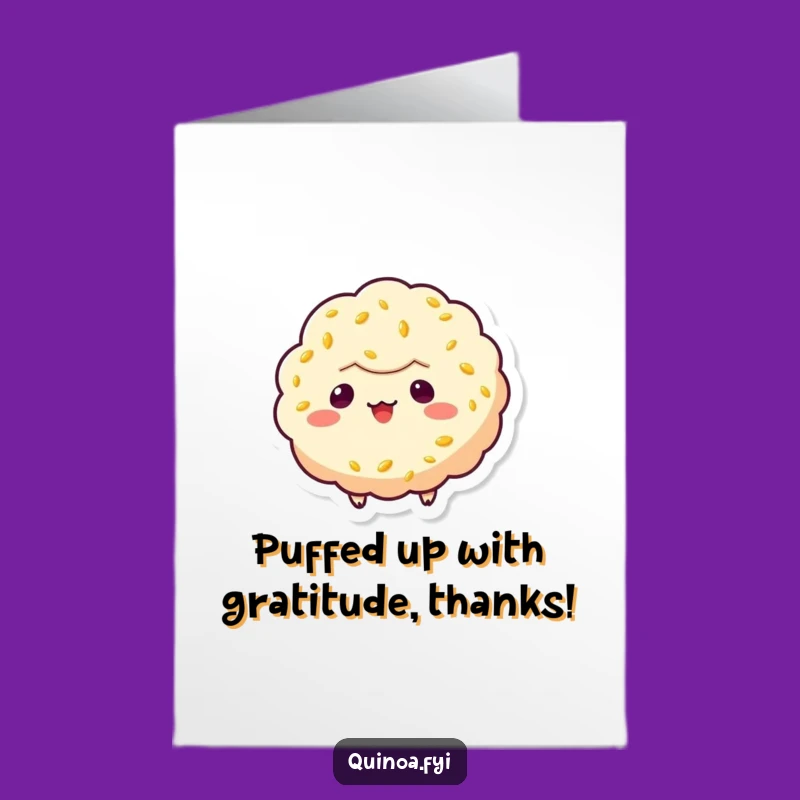 Free Printable Thank You Card: Grinning Quinoa Puff Says Thanks!