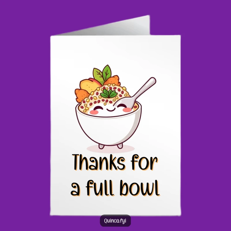 Free Printable Thank You Card: Quinoa Bowl Spoon Gratitude - Easy Download