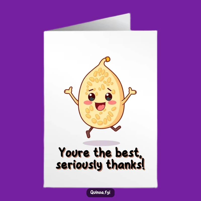 Free Printable Thank You Card: Bouncing Quinoa Seed Expresses Gratitude!