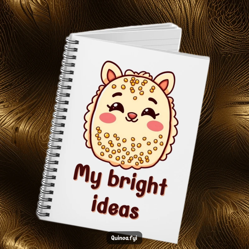 Funny quinoa bar notebook with a cheerful bar and smiling eyes playfully winking, perfect for notes.
