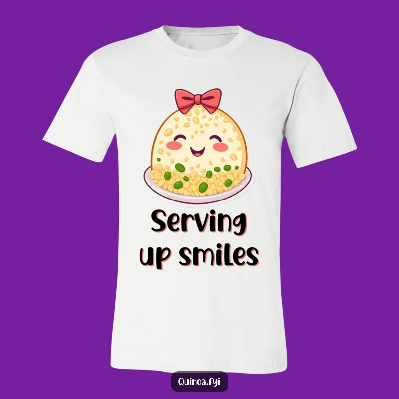 Funny Quinoa Plate T-Shirt, Beaming Grin Bow, Humorous Foodie Gift, Perfect Funny Gift