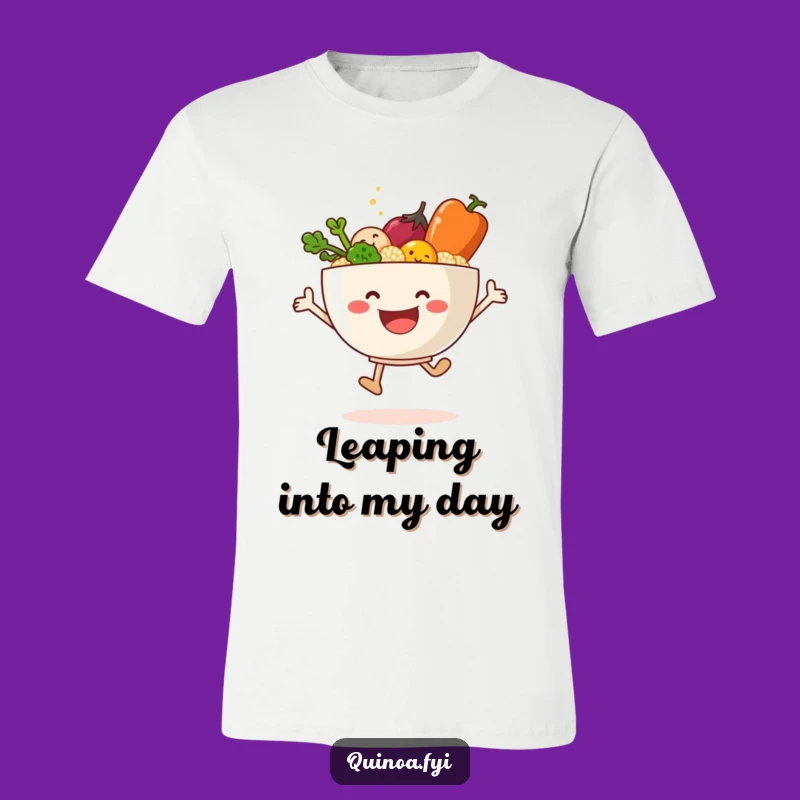 Funny Quinoa Veggie Leap T-Shirt: Celebrate Health with Hilarious Style!