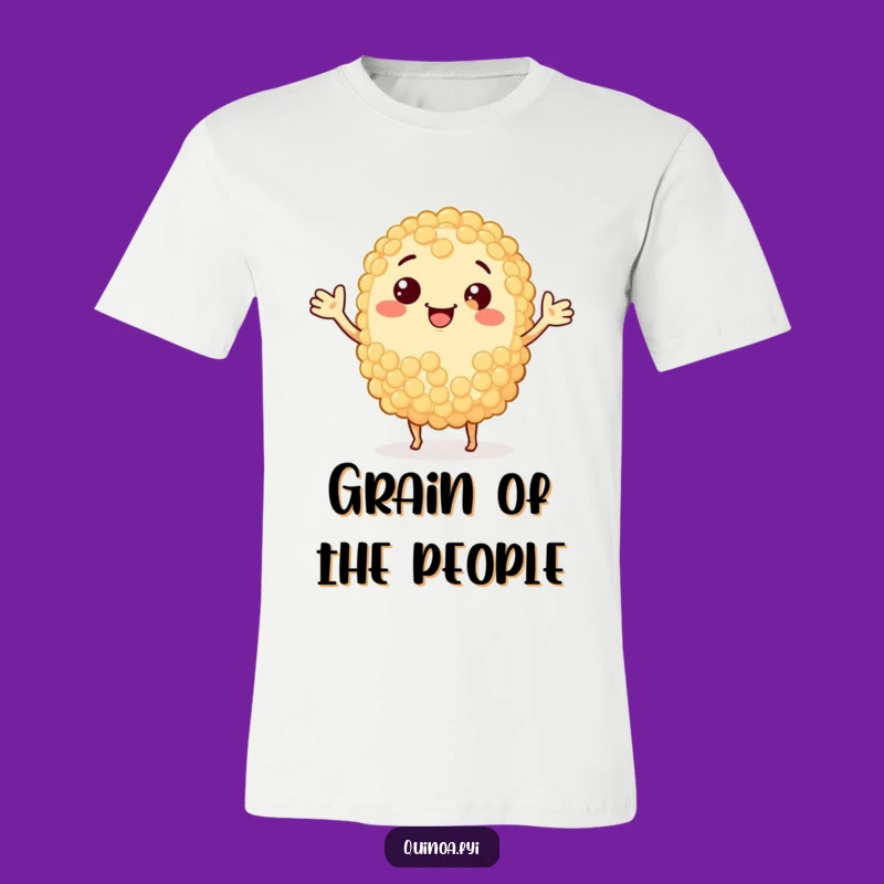 Funny Waving Quinoa Grain T-Shirt: Healthy Foodie Fun