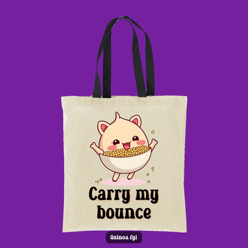 Funny Bouncing Quinoa Bowl Tote Bag: Carry Your Energy, Hilarious Gift