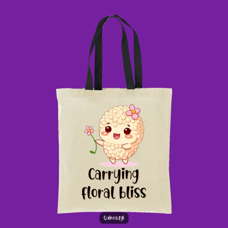 Funny Happy Quinoa Flower Tote Bag - Carry Your Joy & Good Health!
