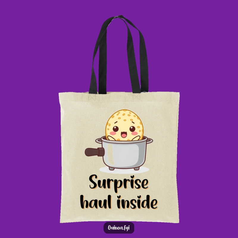 Funny Surprised Quinoa Pot Tote Bag - Carry Your Kitchen Comedy!