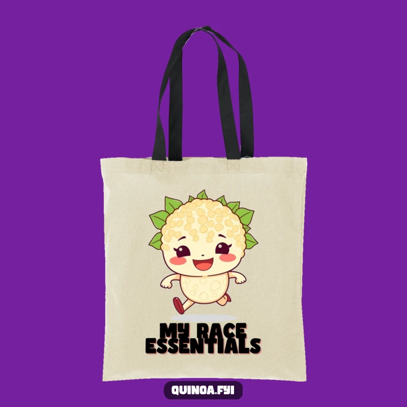Funny Quinoa Race Tote Bag: Carry Your Goals with a Determined Grain Character